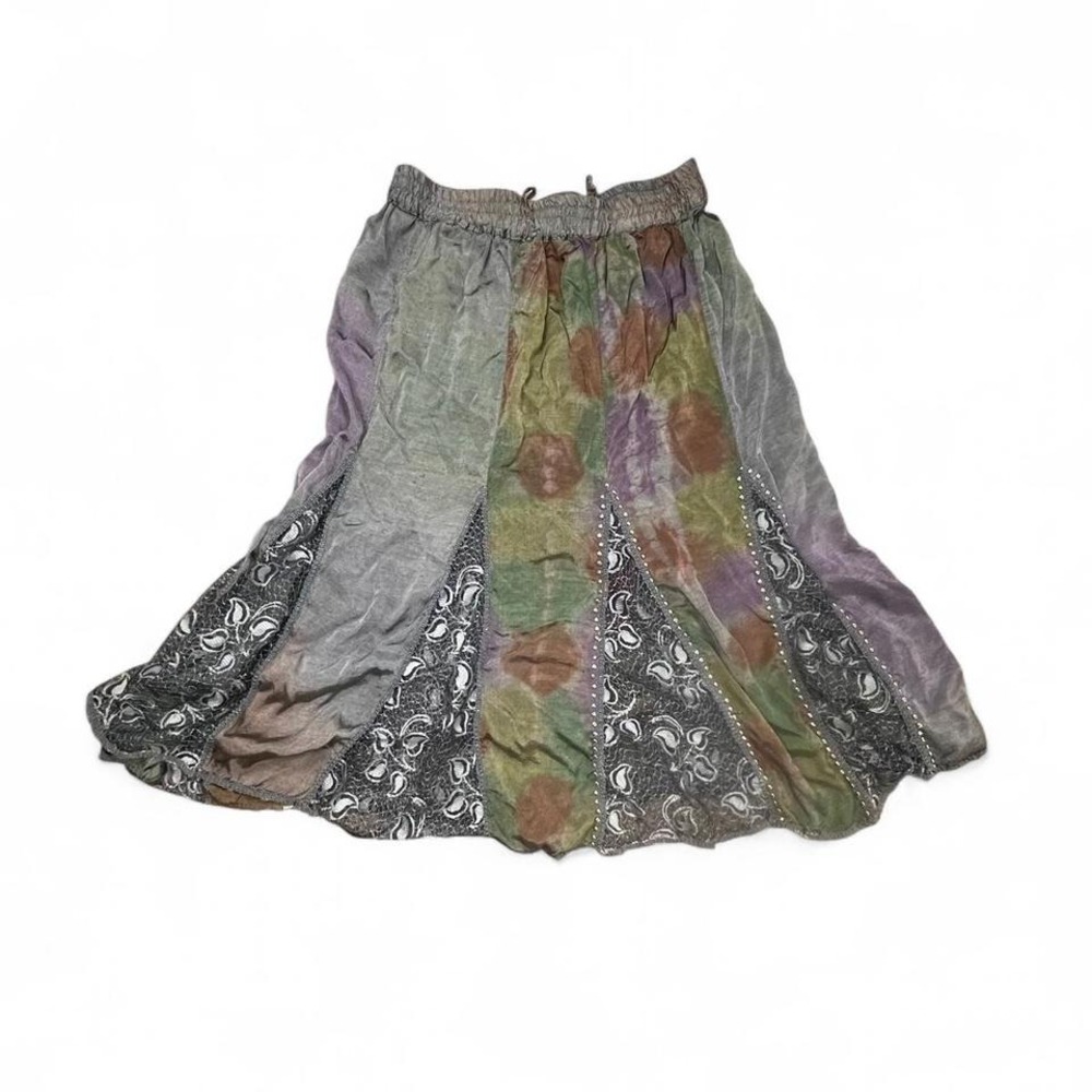 Boho Fairy Patchwork Studded Grunge Midi‎ Skirt